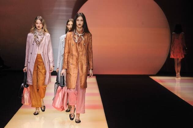 Milan Fashion Week, Women Spring Summer 2016. Milano, Moda Donna, Primavera Estate 2016. EMPORIO ARMANI catwalk Pictured:models  RiccardoxGiordano Fotosicki