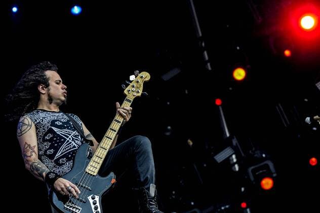 RIO DE JANEIRO, Brazil - 09 25 2015: ROCK IN RIO 2015 - The MOONSPELL + DERRICK GREEN Band performs at Sunset Stage on five days of the festival, during Rock in Rio 2015.  MarceloxCortes