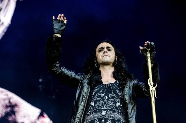 RIO DE JANEIRO, Brazil - 09 25 2015: ROCK IN RIO 2015 - The MOONSPELL + DERRICK GREEN Band performs at Sunset Stage on five days of the festival, during Rock in Rio 2015.  MarceloxCortes