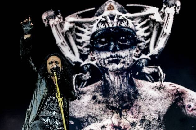 RIO DE JANEIRO, Brazil - 09 25 2015: ROCK IN RIO 2015 - The MOONSPELL + DERRICK GREEN Band performs at Sunset Stage on five days of the festival, during Rock in Rio 2015.  MarceloxCortes