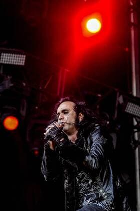RIO DE JANEIRO, Brazil - 09 25 2015: ROCK IN RIO 2015 - The MOONSPELL + DERRICK GREEN Band performs at Sunset Stage on five days of the festival, during Rock in Rio 2015.  MarceloxCortes