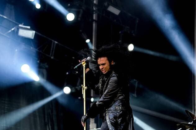 RIO DE JANEIRO, Brazil - 09 25 2015: ROCK IN RIO 2015 - The MOONSPELL + DERRICK GREEN Band performs at Sunset Stage on five days of the festival, during Rock in Rio 2015.  MarceloxCortes