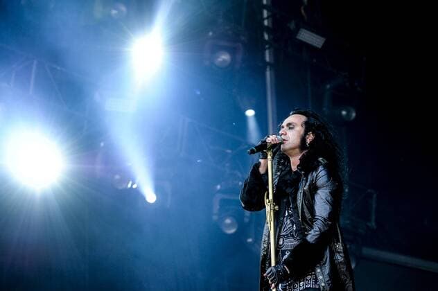 RIO DE JANEIRO, Brazil - 09 25 2015: ROCK IN RIO 2015 - The MOONSPELL + DERRICK GREEN Band performs at Sunset Stage on five days of the festival, during Rock in Rio 2015.  MarceloxCortes