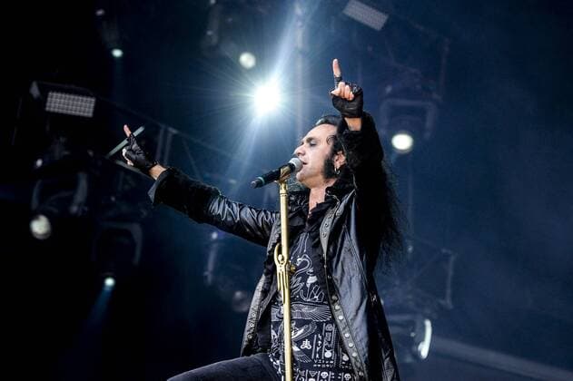 RIO DE JANEIRO, Brazil - 09 25 2015: ROCK IN RIO 2015 - The MOONSPELL + DERRICK GREEN Band performs at Sunset Stage on five days of the festival, during Rock in Rio 2015.  MarceloxCortes