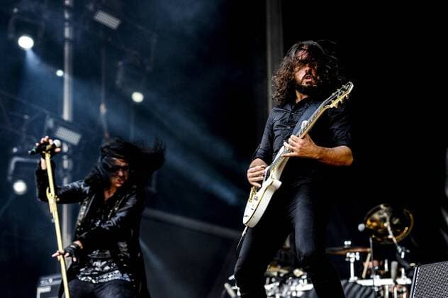 RIO DE JANEIRO, Brazil - 09 25 2015: ROCK IN RIO 2015 - The MOONSPELL + DERRICK GREEN Band performs at Sunset Stage on five days of the festival, during Rock in Rio 2015.  MarceloxCortes