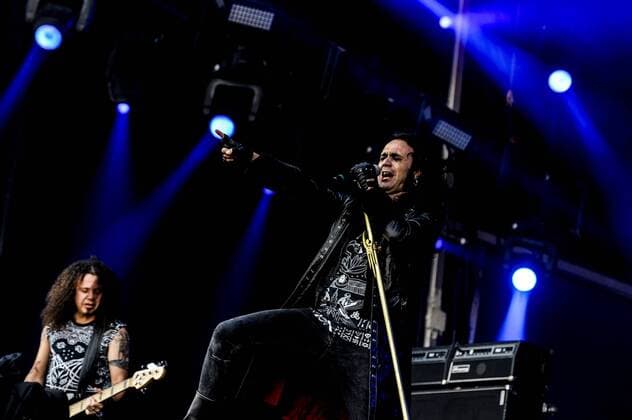 RIO DE JANEIRO, Brazil - 09 25 2015: ROCK IN RIO 2015 - The MOONSPELL + DERRICK GREEN Band performs at Sunset Stage on five days of the festival, during Rock in Rio 2015.  MarceloxCortes