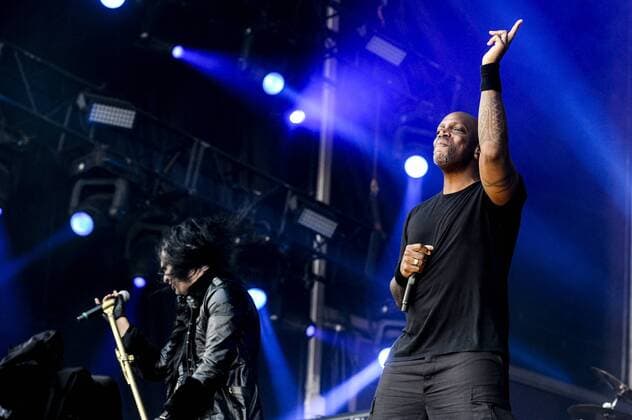 RIO DE JANEIRO, Brazil - 09 25 2015: ROCK IN RIO 2015 - The MOONSPELL + DERRICK GREEN Band performs at Sunset Stage on five days of the festival, during Rock in Rio 2015.  MarceloxCortes