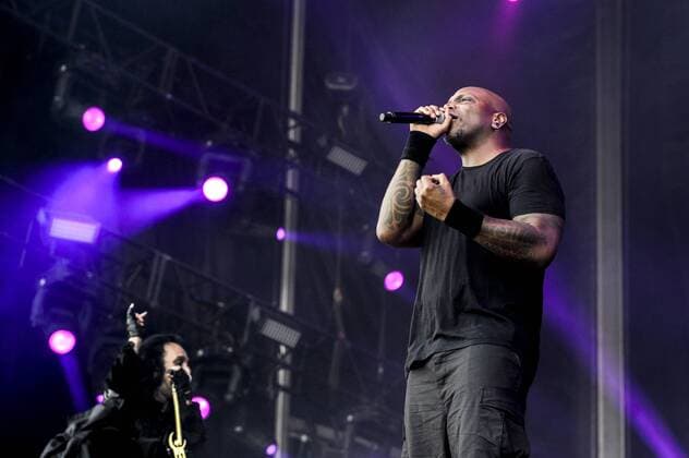 RIO DE JANEIRO, Brazil - 09 25 2015: ROCK IN RIO 2015 - The MOONSPELL + DERRICK GREEN Band performs at Sunset Stage on five days of the festival, during Rock in Rio 2015.  MarceloxCortes