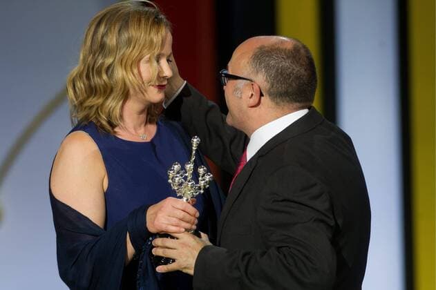 Emily Watson receives from the hands of Jose Luis Rebordinos, director of the festival, the Donostia Award in the 63th San Sebastian Film Festival on September 25, 2015 Cordon Press Emily Watson receives the Donostia Award _63th San Sebastian Film Festival  Emily Watson receives the Donostia Award _63th San Sebastian Fi