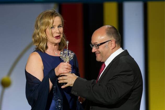 Emily Watson receives from the hands of Jose Luis Rebordinos, director of the festival, the Donostia Award in the 63th San Sebastian Film Festival on September 25, 2015 Cordon Press Emily Watson receives the Donostia Award _63th San Sebastian Film Festival  Emily Watson receives the Donostia Award _63th San Sebastian Fi