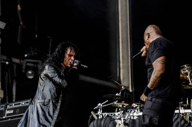 RIO DE JANEIRO, Brazil - 09 25 2015: ROCK IN RIO 2015 - The MOONSPELL + DERRICK GREEN Band performs at Sunset Stage on five days of the festival, during Rock in Rio 2015.  MarceloxCortes