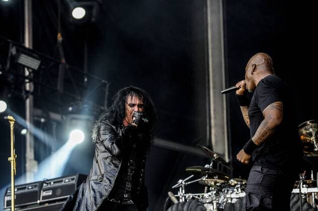 RIO DE JANEIRO, Brazil - 09 25 2015: ROCK IN RIO 2015 - The MOONSPELL + DERRICK GREEN Band performs at Sunset Stage on five days of the festival, during Rock in Rio 2015.  MarceloxCortes