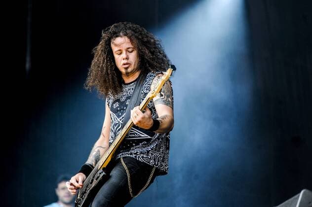RIO DE JANEIRO, Brazil - 09 25 2015: ROCK IN RIO 2015 - The MOONSPELL + DERRICK GREEN Band performs at Sunset Stage on five days of the festival, during Rock in Rio 2015.  MarceloxCortes