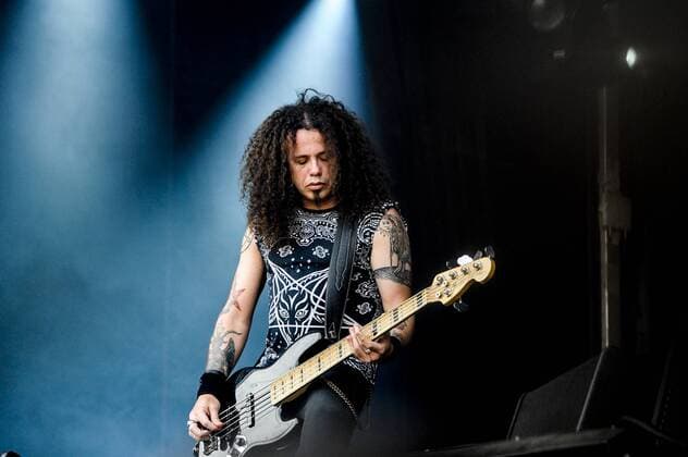 RIO DE JANEIRO, Brazil - 09 25 2015: ROCK IN RIO 2015 - The MOONSPELL + DERRICK GREEN Band performs at Sunset Stage on five days of the festival, during Rock in Rio 2015.  MarceloxCortes