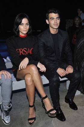 Milan Fashion Week, Women Spring Summer 2016. Milano, Moda Donna, Primavera Estate 2016. VERSACE arrivals Pictured: Leigh Lezark Joe Jonas  RiccardoxGiordanox Fotosicki
