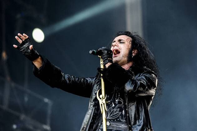 RIO DE JANEIRO, Brazil - 09 25 2015: ROCK IN RIO 2015 - The MOONSPELL + DERRICK GREEN Band performs at Sunset Stage on five days of the festival, during Rock in Rio 2015.  MarceloxCortes