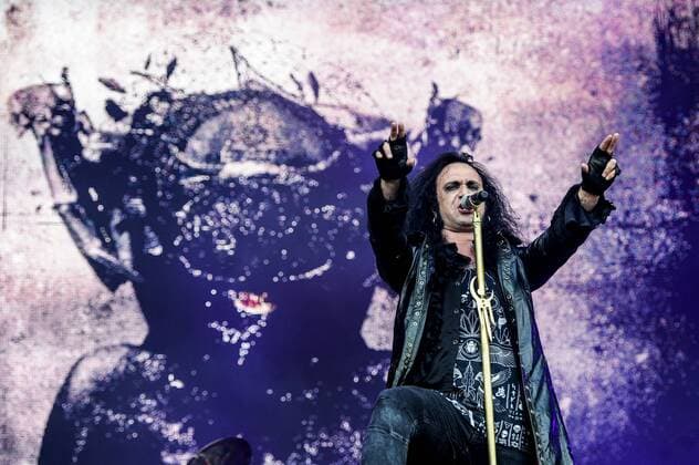 RIO DE JANEIRO, Brazil - 09 25 2015: ROCK IN RIO 2015 - The MOONSPELL + DERRICK GREEN Band performs at Sunset Stage on five days of the festival, during Rock in Rio 2015.  MarceloxCortes