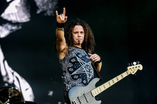 RIO DE JANEIRO, Brazil - 09 25 2015: ROCK IN RIO 2015 - The MOONSPELL + DERRICK GREEN Band performs at Sunset Stage on five days of the festival, during Rock in Rio 2015.  MarceloxCortes