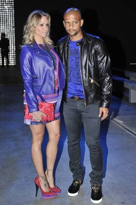 Milan Fashion Week, Women Spring Summer 2016. Milano, Moda Donna, Primavera Estate 2016. VERSACE arrivalsPictured: Roberta Melo Felipe Melo  RiccardoxGiordanox Fotosicki