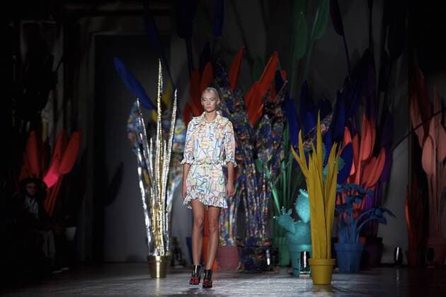 A model presents creations by Leitmotiv during the Milan Fashion Week Sping Summer 2016 in Milan, Italy, on Sept. 26, 2015. ) ITALY-MILAN-FASHION WEEK JinxYu 
