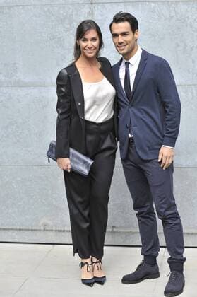 ENTERTAINMENT CELEBRITIES Mailand Fashion Week - Prominenz bei Giorgio Armani Modenschau Milan Fashion Week, Women Spring Summer 2016. Milano, Moda Donna, Primavera Estate 2016. GIORGIO ARMANI front row Pictured: Flavia Pennetta e Fabio Fognini  RiccardoxGiorrdanox Fotosicki