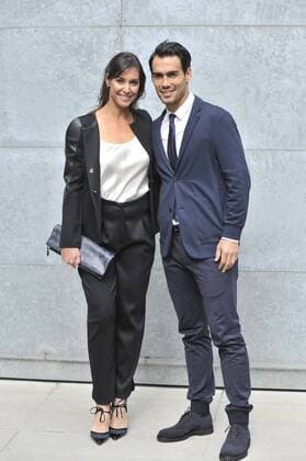 ENTERTAINMENT CELEBRITIES Mailand Fashion Week - Prominenz bei Giorgio Armani Modenschau Milan Fashion Week, Women Spring Summer 2016. Milano, Moda Donna, Primavera Estate 2016. GIORGIO ARMANI front row Pictured: Flavia Pennetta e Fabio Fognini  RiccardoxGiorrdanox Fotosicki