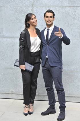 ENTERTAINMENT CELEBRITIES Mailand Fashion Week - Prominenz bei Giorgio Armani Modenschau Milan Fashion Week, Women Spring Summer 2016. Milano, Moda Donna, Primavera Estate 2016. GIORGIO ARMANI front row Pictured: Flavia Pennetta e Fabio Fognini  RiccardoxGiorrdanox Fotosicki