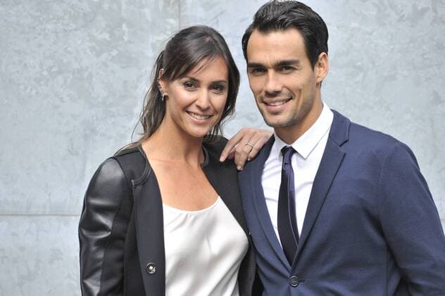 ENTERTAINMENT CELEBRITIES Mailand Fashion Week - Prominenz bei Giorgio Armani Modenschau Milan Fashion Week, Women Spring Summer 2016. Milano, Moda Donna, Primavera Estate 2016. GIORGIO ARMANI front row Pictured: Flavia Pennetta e Fabio Fognini  RiccardoxGiorrdanox Fotosicki