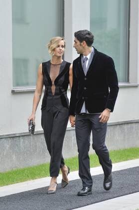 ENTERTAINMENT CELEBRITIES Mailand Fashion Week - Prominenz bei Giorgio Armani Modenschau Milan Fashion Week, Women Spring Summer 2016. Milano, Moda Donna, Primavera Estate 2016. GIORGIO ARMANI front row Pictured: Federica Pellegrini e Filippo Magnini  RiccardoxGiorrdanox Fotosicki