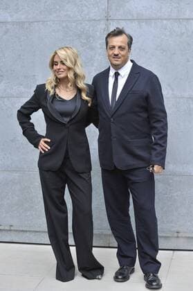 ENTERTAINMENT CELEBRITIES Mailand Fashion Week - Prominenz bei Giorgio Armani Modenschau Milan Fashion Week, Women Spring Summer 2016. Milano, Moda Donna, Primavera Estate 2016. GIORGIO ARMANI front row Pictured: Angelica e Gabriele Muccino  RiccardoxGiorrdanox Fotosicki