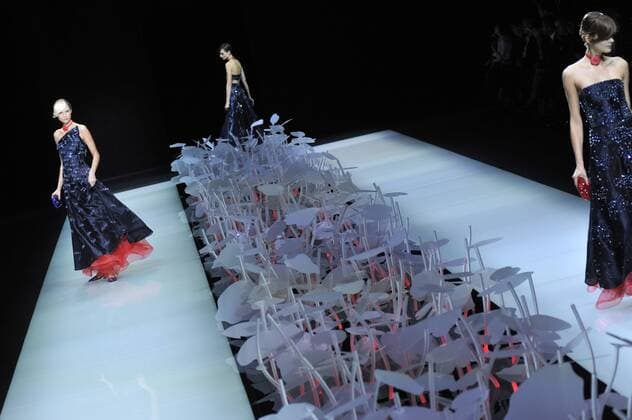 ENTERTAINMENT MODE Mailand Fashion Week - Giorgio Armani Modenschau Milan Fashion Week, Women Spring Summer 2016. Milano, Moda Donna, Primavera Estate 2016. GIORGIO ARMANIcatwalk Pictured: models  RiccardoxGiorrdanox Fotosicki