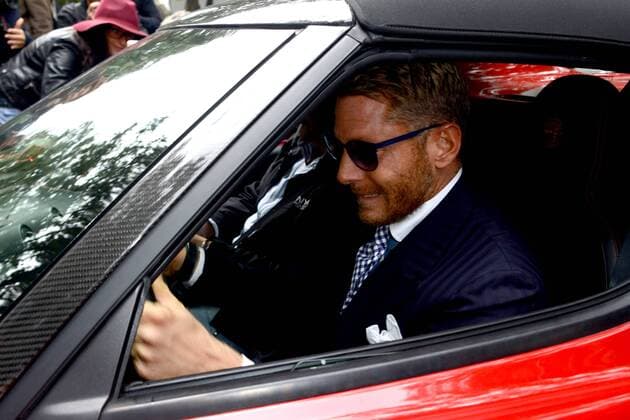 Milano, Guests arrivals at the Giorgio Armani fashion show, Milan Fashion week. Pictured: Lapo Elkann  Comi Terenghi