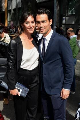 Milano, Guests arrivals at the Giorgio Armani fashion show, Milan Fashion week. Pictured: Flavia Pennetta, Fabio Fognini  Comi Terenghi