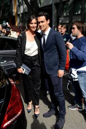 Milano, Guests arrivals at the Giorgio Armani fashion show, Milan Fashion week. Pictured: Flavia Pennetta, Fabio Fognini  Comi Terenghi