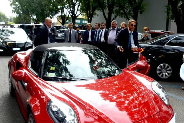 Milano, Guests arrivals at the Giorgio Armani fashion show, Milan Fashion week. Pictured: Lapo Elkann  Comi Terenghi