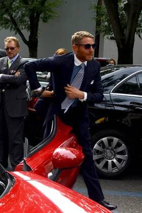 Milano, Guests arrivals at the Giorgio Armani fashion show, Milan Fashion week. Pictured: Lapo Elkann  Comi Terenghi