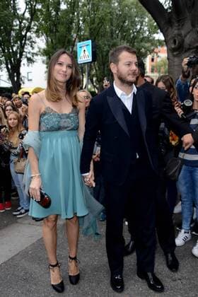 Milano, Guests arrivals at the Giorgio Armani fashion show, Milan Fashion week. Pictured: Alessandro Cattelan e moglie Ludovica Sauer  Comi Terenghi