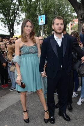 Milano, Guests arrivals at the Giorgio Armani fashion show, Milan Fashion week. Pictured: Alessandro Cattelan e moglie Ludovica Sauer  Comi Terenghi