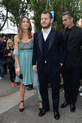 Milano, Guests arrivals at the Giorgio Armani fashion show, Milan Fashion week. Pictured: Alessandro Cattelan e moglie Ludovica Sauer  Comi Terenghi