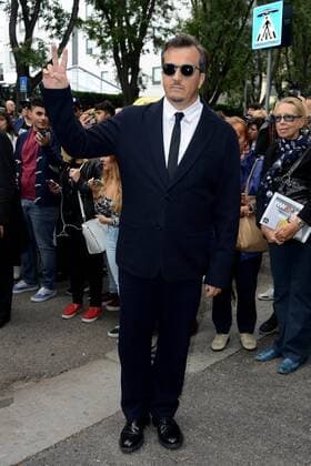 Milano, Guests arrivals at the Giorgio Armani fashion show, Milan Fashion week. Pictured: Gabriele Muccino  Comi Terenghi