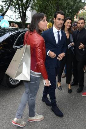 Milano, Guests arrivals at the Giorgio Armani fashion show, Milan Fashion week. Pictured: Flavia Pennetta, Fabio Fognini  Comi Terenghi