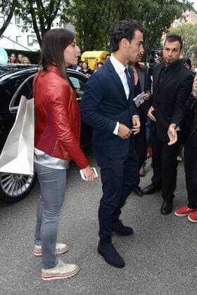 Milano, Guests arrivals at the Giorgio Armani fashion show, Milan Fashion week. Pictured: Flavia Pennetta, Fabio Fognini  Comi Terenghi