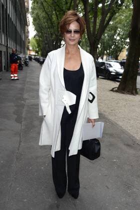 Milano, Guests arrivals at the Giorgio Armani fashion show, Milan Fashion week. Pictured: Laura Morante  Comi Terenghi