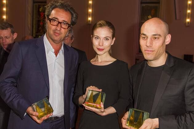Paolo Sorrentino, Nora von Waldstätten, Joshua Oppenheimer bei der Preisverleihung der 25. Cologne Conference am 01.10.2015 in Köln. Preisverleihung der 25. Cologne Conference in Köln
