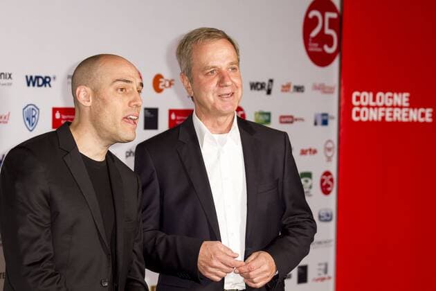 Joshua Oppenheimer, Michael Hirz bei der Preisverleihung der 25. Cologne Conference am 01.10.2015 in Köln. Preisverleihung der 25. Cologne Conference in Köln