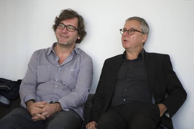 von links: David SCHALKO, AUT, Regisseur, Gebhard HENKE, Leiter des Programmbereichs Fernsehfilm und Unterhaltung des WDR, Werkstattgespraeche im Rahmen der Cologne Conference in Koeln, 01.10.2015.