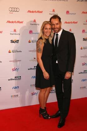 Sven Hannawald und Melissa Thiem bei der Deutscher Sportjournalistenpreis Gala am 5.10.2015 in Hamburg Deutscher Sportjournalisterpreis Gala 2015 in Hamburg 