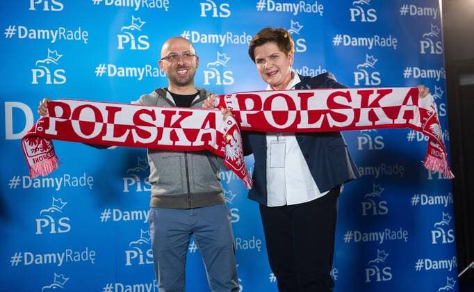 Beata Szydlo, PiS candidate for the Prime Minister post in the upcoming elections, watches Scotland vs Poland Euro 2016 qualifier Krzysztof Lapinski, Beata Szydlo Beata Szydlo, PiS candidate for the Prime Minister post in the upcoming elections, watches Scotland vs Poland Euro 2016 qualifier on October 8, 2015 in Warsaw, Poland. EN_01188775_0011 