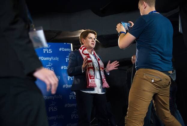 Beata Szydlo, PiS candidate for the Prime Minister post in the upcoming elections, watches Scotland vs Poland Euro 2016 qualifier Beata Szydlo, PiS candidate for the Prime Minister post in the upcoming elections, watches Scotland vs Poland Euro 2016 qualifier on October 8, 2015 in Warsaw, Poland. EN_01188775_0013 