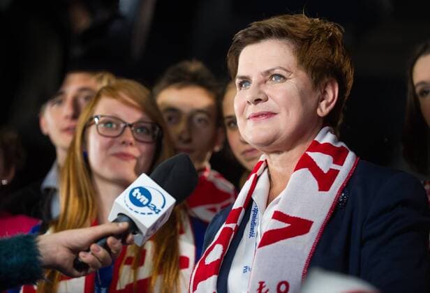 Beata Szydlo, PiS candidate for the Prime Minister post in the upcoming elections, watches Scotland vs Poland Euro 2016 qualifier Beata Szydlo, PiS candidate for the Prime Minister post in the upcoming elections, watches Scotland vs Poland Euro 2016 qualifier on October 8, 2015 in Warsaw, Poland. EN_01188775_0018 